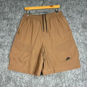 Nike Men's Brown Athletic Cargo Shorts with Drawstring Size Medium
